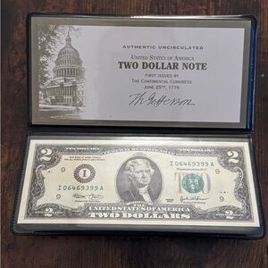 World Reserve Exchange 2003 Two Dollar Bill Uncirculated With Original Cover NEW
